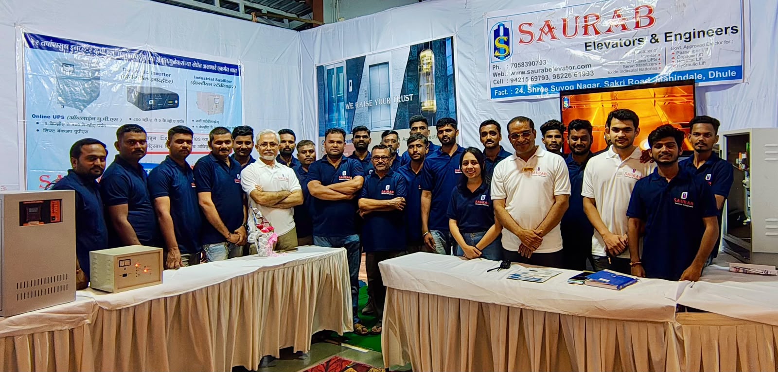 The Saurab Elevators & Engineers team at the Dhule workshop